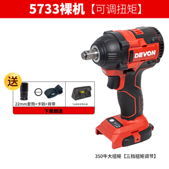 Dayou electric wrench, high torque, rechargeable lithium battery, brushless, high power impact wind cannon, auto repair 5733, adjustable torque 5733, bare metal 350 n