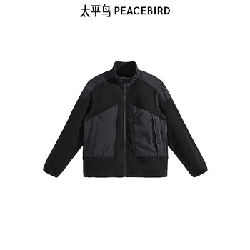 Peacebird men's jacket men's polar fleece casual top warm trendy autumn and winter jacket black 1 s