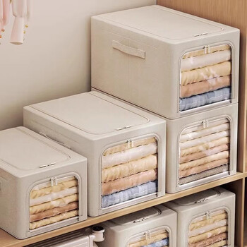 Zhifan japanese seasonal clothes storage box organizer wardrobe clothing layering artifact household fabric wardrobe storage special large size - 4 pieces thick sprayed steel frame