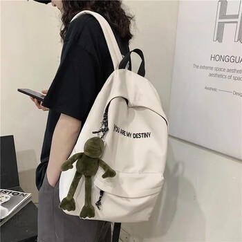 School bag female korean version harajuku ulzzang high school student backpack male ins junior high school student college student versatile backpack off-white + frog