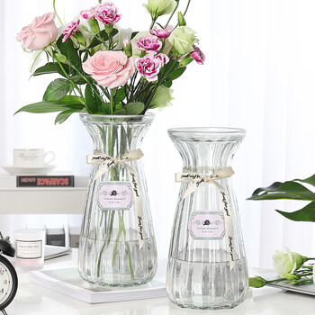 Shengshi taibao glass vase vase dry flower gypsophila artificial flower container living room decoration ornaments transparent color 22cm