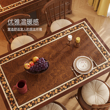 American leather table mat, retro, light luxury, anti-scalding, waterproof, oil-proof, wash-free rectangular dining table mat, main picture 80*80cm