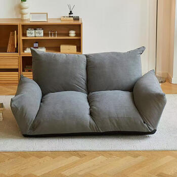Huakaizhixing lazy sofa simple modern bedroom small sofa balcony leisure tatami bay window internet celebrity sofa lz122 gray double 110cm
