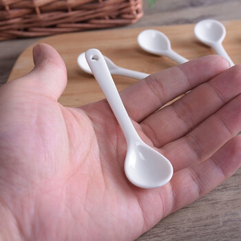 2g salt spoon 10cm food grade ins household ceramic spoon plus long handle coffee spoon 2 small 9.8cm spoons (ceramic)