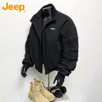 Jeep jeep jacket men's autumn and winter loose workwear pilot jacket american casual trendy men's clothing black xl