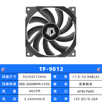 Id-cooling tf9015 9215 argb ultra-thin 9cm chassis cpu cooling fan id-cooling 9012 new work bag