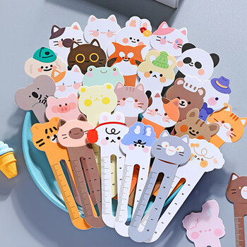 Yuhe cartoon ruler bookmark holder paper page holder with scale cute animal student page holder reward creative gift back-to-school supplies 30 pieces 4241
