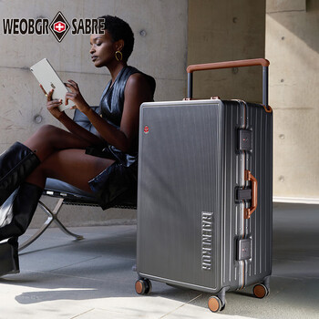 Weobgr saber swiss army knife luggage 28-inch large capacity thickened and durable high-end business oversized 30-inch travel trolley suitcase, cloud gray (ultra-light and large capacity) aluminum frame 30 inches, travel for more than half a month - can be checked