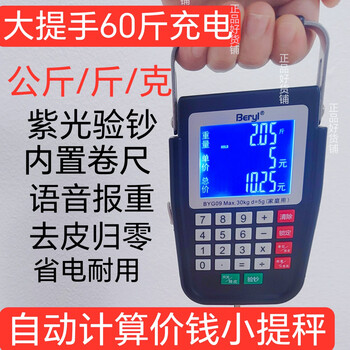 Beiya with voice automatic pricing portable electronic scale high-precision charging mini small portable portable scale spring scale 60 catties pricing voice charging model free data 0kg 0g