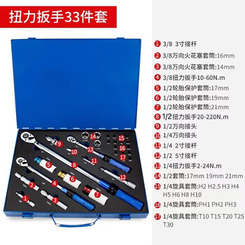 Sailoto 33-piece set adjustable torque torque wrench fast torque wrench high-precision kilogram wrench auto repair 33-piece set large, medium and small torque wrench set