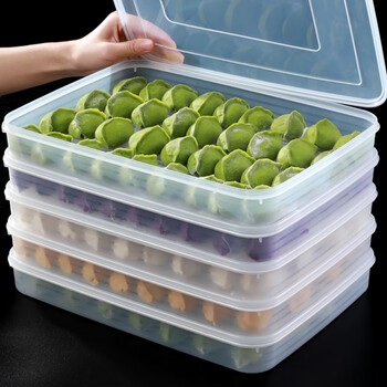 Rihe sheng tang dumpling freezing box dumpling box storage box refrigerator quick freezing box tray fresh box household boxed storage box large - transparent 2 layers 2 covers