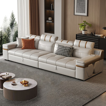 Light luxury folding sofa bed for sitting and sleeping in small apartments, modern multi-seater home, high-end multi-function retractable sofa, high-end gray - thickened cat scratch leather - sponge style, outer diameter 3.0m straight-row sofa bed upgraded material