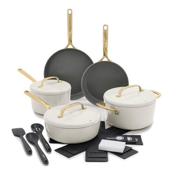 Greenpan 14-piece stainless steel ceramic non-stick cookware set, universal for induction cooktops, oven safe