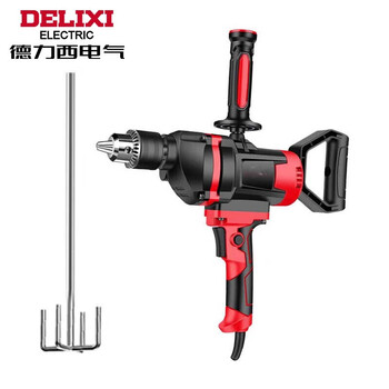 Delixi electric mixer putty powder coating paint aircraft drill cement mortar duster multi-function hand drill power tool aluminum type standard set 1200w