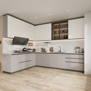 Sofia stainless steel cabinets kitchen steel wood kitchen cabinets furniture integrated cabinets tableware stove wall cabinet integrated cabinet sideboard 7-meter smoked stove package (quartz stone countertop)