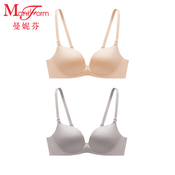 Maniform 2-pack smiling support smooth underwear small breast push-up no wire soft support bra seamless underwear 110 skin color +030 gray (classic) 75a