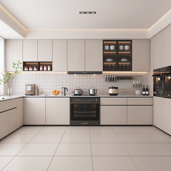 Kezitu bunny cabinet package open kitchen integrated kitchen cabinet customized home all-in-one assembled stove 3m base cabinet + 3m countertop + 1m wall cabinet