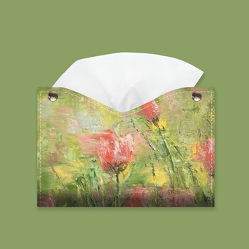 Sailotou tissue box living room light luxury ornaments flowers light luxury retro tissue box home living room restaurant tissue paper oil painting tulip