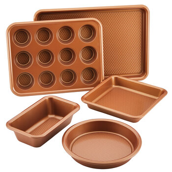 Ayeshacurry non-stick bakeware set 5-piece copper