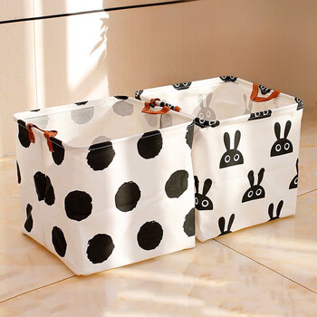 Fan yejia ins style fabric storage basket 2 cotton and linen dirty clothes and sundries square box folding storage basket toy storage box