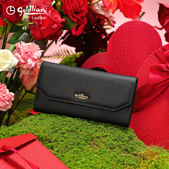 Goldlion new women's wallet casual clutch wallet versatile coin purse new year's gift black