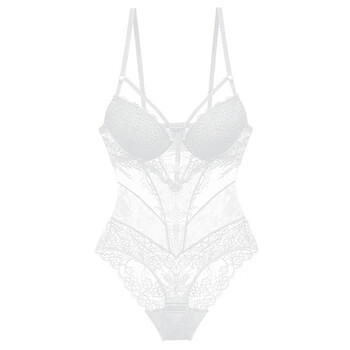 Victoria's secret european and american lace sexy strappy one-piece underwear push-up bra micro-shaping sexy red transparent underwear white 75b