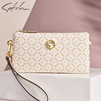 Sachi wallet card holder two-in-one long wallet large capacity hand coin purse official authentic high-end mobile phone bag for women white gift box hardcover/shipped by sf express