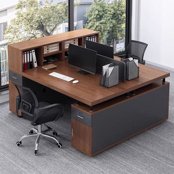 Bideme desk staff desk boss financial staff desk office simple modern desktop double computer desk and chair combination recommended double seat - left + right cabinet 155cm assembly (free tools)