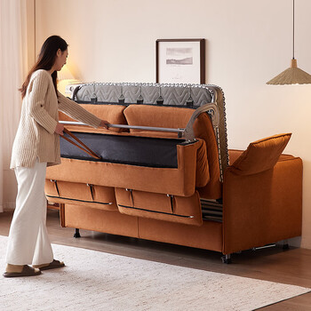 Gongju high-end sofa bed with mattress, dual-purpose multi-functional foldable double living room small apartment, skin-friendly technology velvet red kite color, regular version - equipped with 0-pressure mattress, moderate soft and hard sleep feeling 1.46 meters