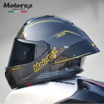 Motorax r90gp motorcycle full-face carbon fiber helmet men's and women's four-season anti-fog track motorcycle large rear wing light xxl