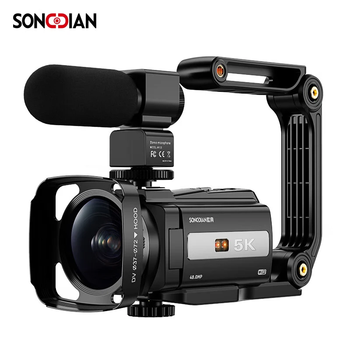 Songdian camera 5k hd anti-shake handheld portable photography home travel dv recorder infrared night vision wide-angle lens + fill light + microphone 256g memory