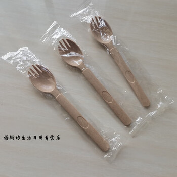 Miaopule 2025 high-quality tiramisu spoon food-grade individually packaged wheat straw spoon disposable degradable transparent film packaging wheat fiber-500 forks and spoons