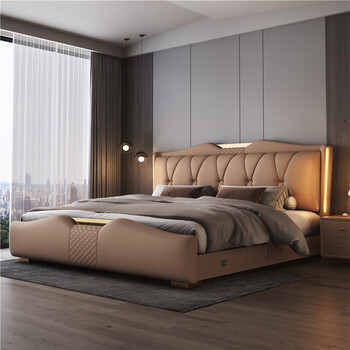 Mousse leather bed modern simple 1.8m leather bed double bed 2m 2.2m master bedroom marriage bed storage leather bed software bed leather bed + cloud zero sense 9 zone latex mattress (partial air pressure structure x 1800mm*2000mm
