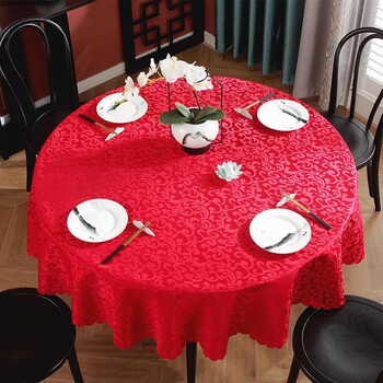 Hotel tablecloth european double crochet flower tablecloth large round table round fabric hotel home festive wine red table mat big red - double crochet flower 380cm round tablecloth for use on round tables within 3.2 meters
