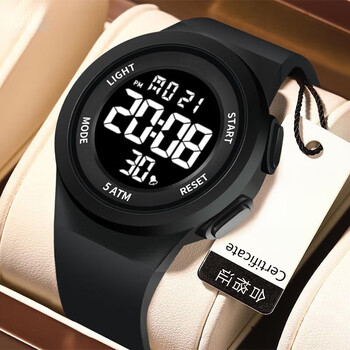 Xiaomi buyi youth electronic watch for junior high school students, male high school students, waterproof and anti-fall luminous sports watch, children's timing alarm clock, black