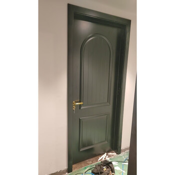 Solid wood composite paint door, medieval black solid wood composite paint door, bedroom door, french wooden door, room door, retro bathroom door, kitchen door, custom arc buckle line/1380, three sets of installation and measurement hardware