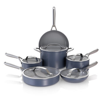 Ninja 11-piece ceramic non-stick cookware set, suitable for all stoves, high temperature resistant glass lid