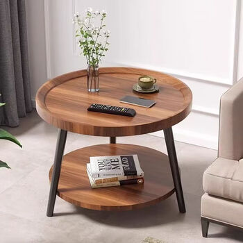 Gupujia coffee table living room small apartment double-layer round table small table round tea table home sofa side table balcony small corner table