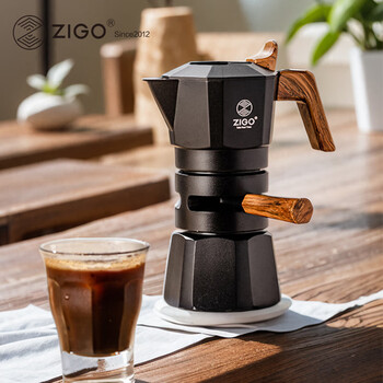 Zigo double valve temperature controlled moka pot espresso home outdoor hand brewed coffee pot national supplement black