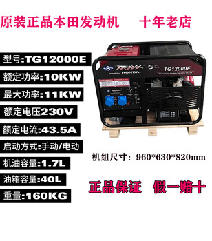 Honda genuine honda honda powered gasoline generator 220v3kw/5kw/6kw/8kw/10kw/12kw380v tg12000e 10kw electric start single-phase 220v