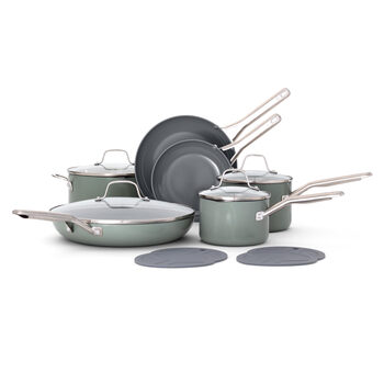 Calphalon 12-piece ceramic non-stick cookware set, all-round kitchen cooking, high temperature resistance and easy to clean