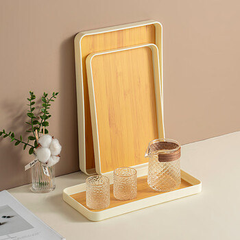 Onlycook tea tray tray tea cup glass wine glass plate tea tray dessert cake plate imitation wood grain plate large size