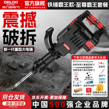 Delixi large electric pick professional high power large concrete industrial grade heavy duty single use electric pick engineering grade hammer pick 1500w