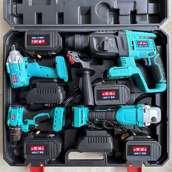 Rechargeable brushless wind cannon wrench angle grinder impact electric hammer hand electric drill city four-piece set multi-purpose tool combination four-piece set four electricity two chargers
