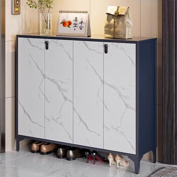 Aoyue home door steel shoe cabinet light luxury shoe rack simple modern large capacity hall aisle storage cabinet anti-rust iron cabinet marble pattern double door length 80* width 34cm golden handle style (height uniform 108cm)