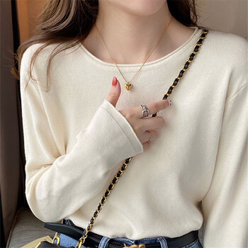 Yu zhaolin white bottoming shirt for women in spring and autumn style with 2024 new long-sleeved round neck top autumn and winter sweater sweater