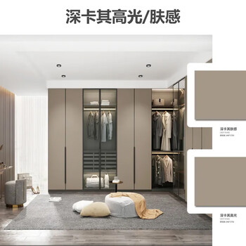Imported pet cabinet door customization light luxury high gloss skin feel european pine board wardrobe wine cabinet cabinet door panel customization self-assembled deep khaki high gloss/skin texture