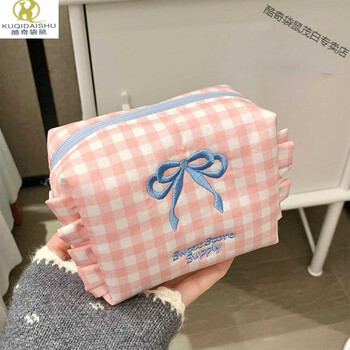 Kuqi kangaroo (kuqidaishu) italian craft sandwich nylon coin purse women's mini multi-layer portable storage bag storage card bag hand port ruffled coin purse pink