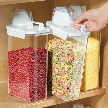 Home story (katei story) japanese rice barrel flour barrel grain storage tank moisture-proof and insect-proof sealed household rice jar filled rice food grade with measuring cup medium 1800ml