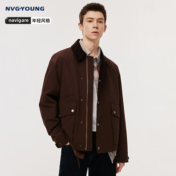 Nvg young italian dinghy autumn and winter maillard men's trendy loose casual workwear lapel jacket warm coat